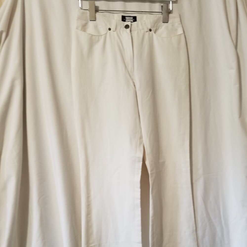 Nathalie Chaize Women’s White Straight Pants – Size 8 – Cotton & Polyamide - NEW